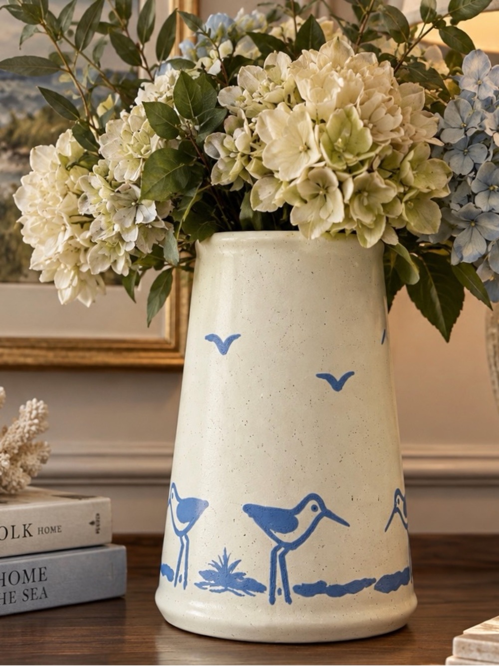 Vintage Sanibel Pottery Shorebird Crock / Vase / Planter | Coastal Beach House